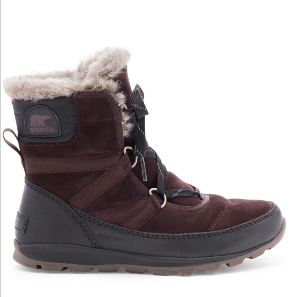 Sorel Tivoli Sport Faux Fur Boots Lace-Up Brown Black Size 8